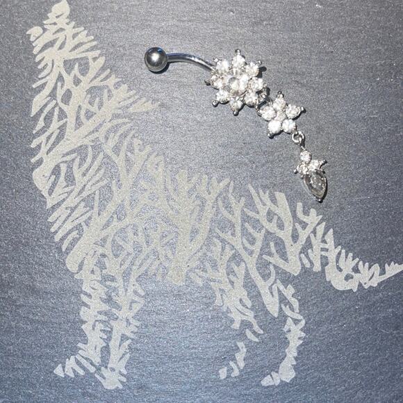 Stainless Steel Starburst Star Belly Ring - Picture 1 of 3